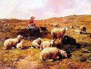 Cornelis Van Leemputten A shepherdess with her flock France oil painting artist